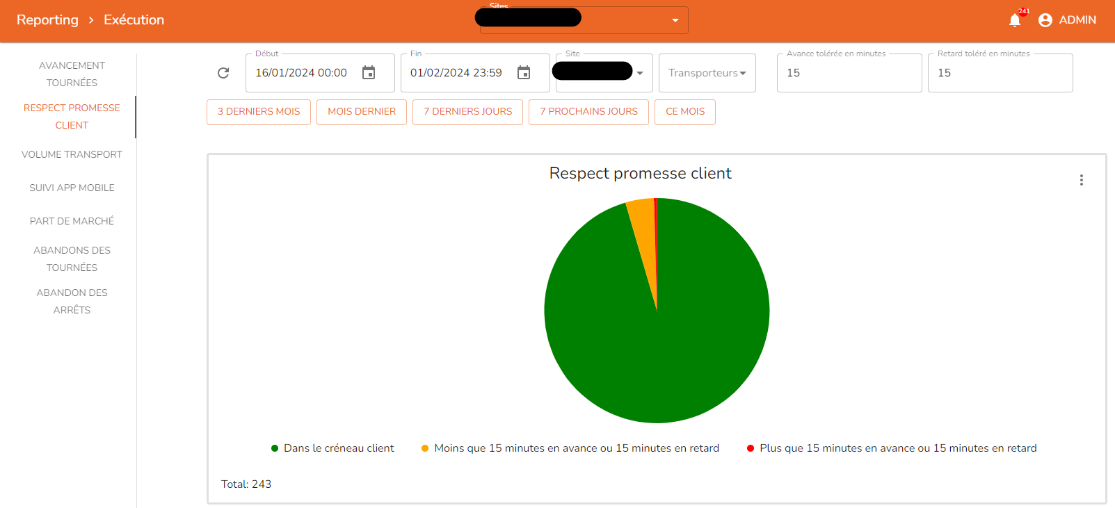 Promesse client Capture d'écran du respect de la promesse client